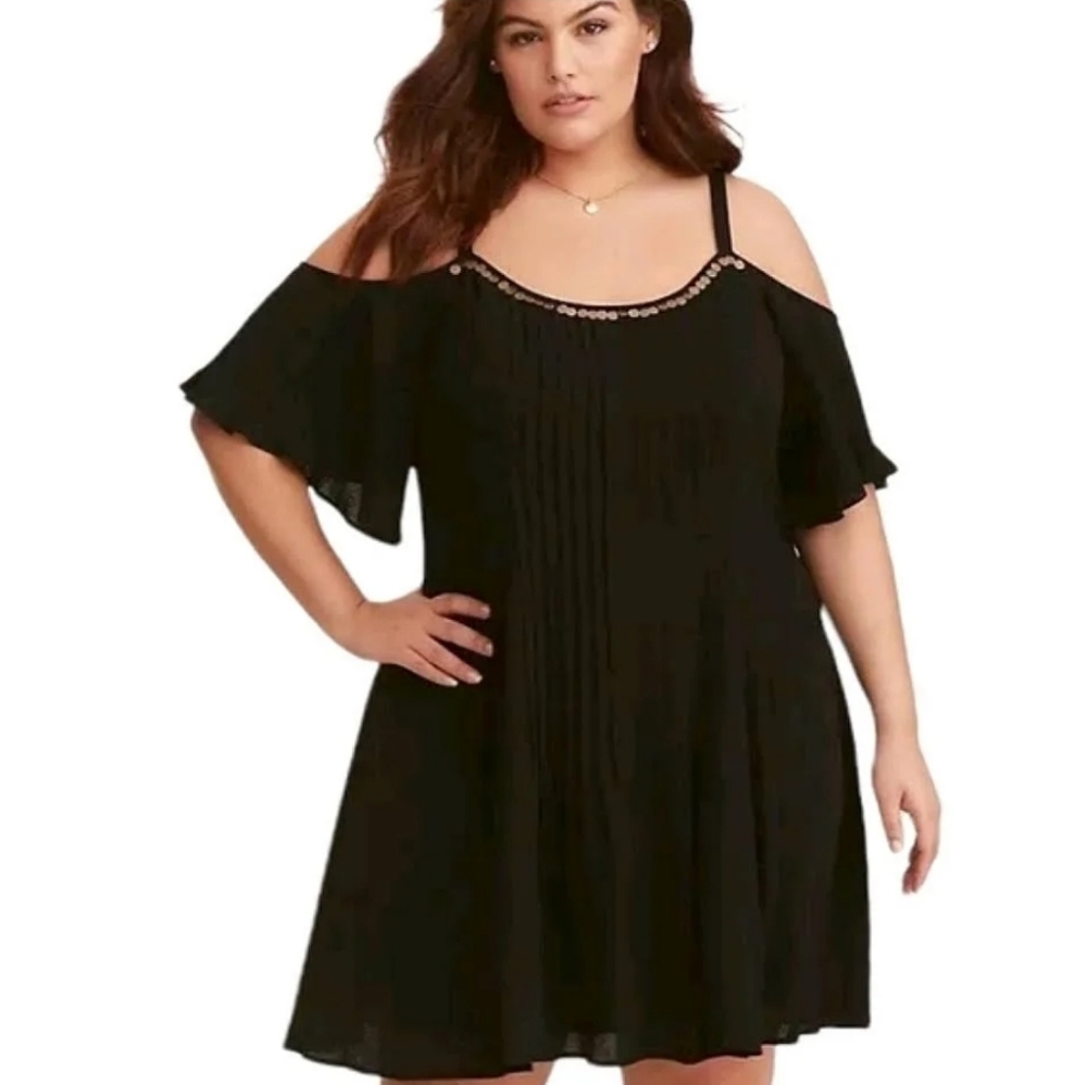 Like New! Black torrid Gauze Trapeze Dress
